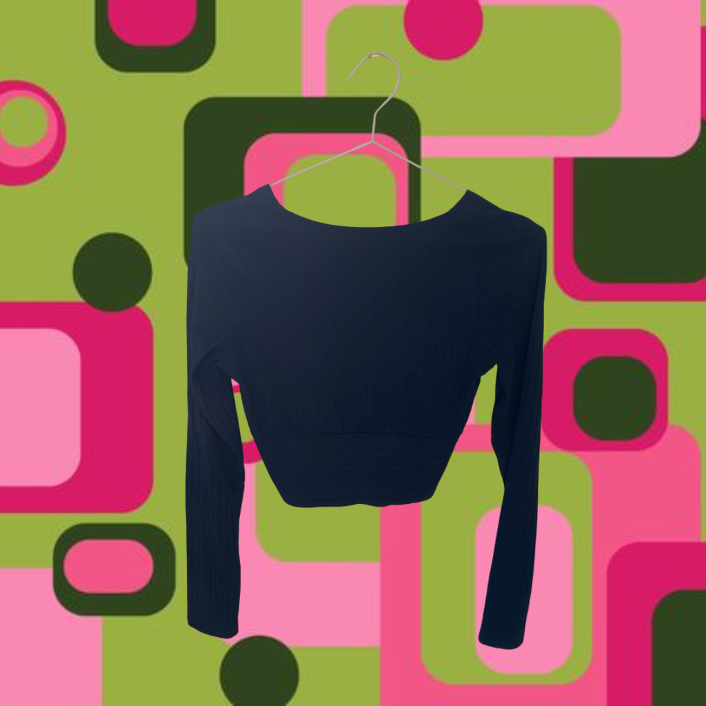 Basic Sort Asymmetrisk V-udskåret Cropped Top