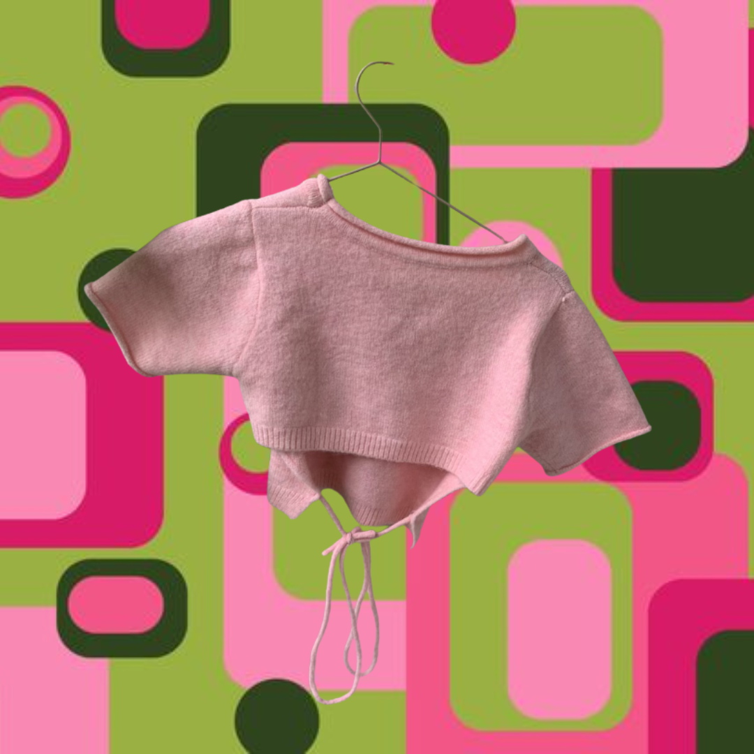 Preppy Coquette Luvet Pastellrosa Kort Trøje