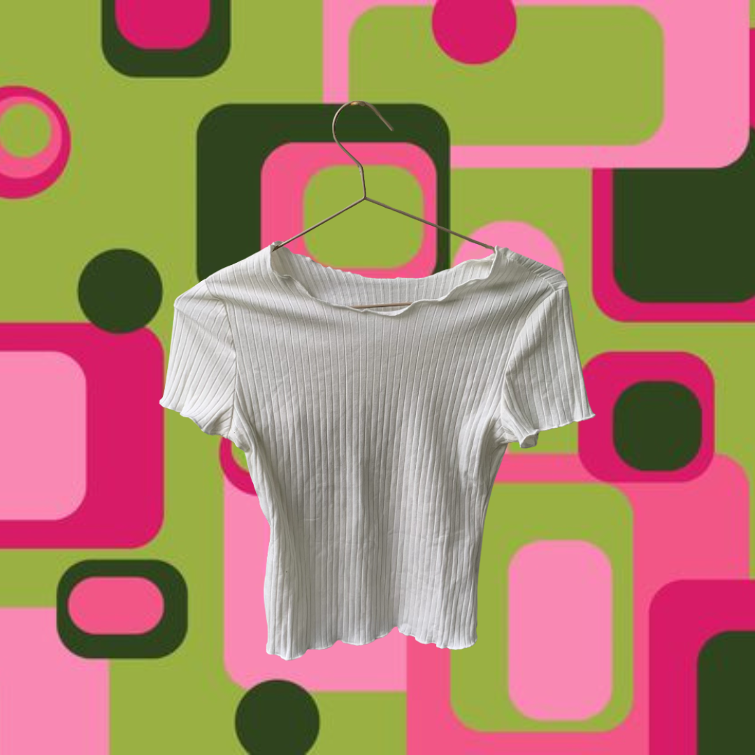 Casual hvid crop top med salatkant