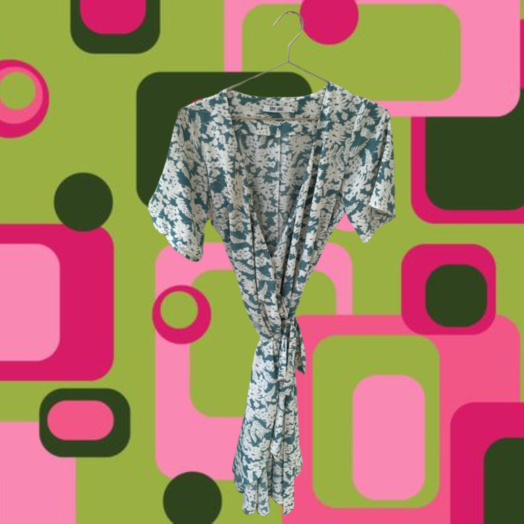 Green and White Flowing Floral Picnic Dress